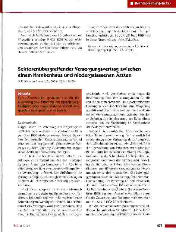 Vorschauseite 1: Sektorenübergreifender Versorgungsvertrag zwischen einem Krankenhaus und niedergelassenen Ärzten