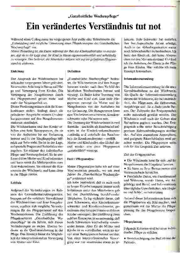Vorschauseite 1: Ganzheitliche Wochenpflege Ein verändertes Verständnis tut not