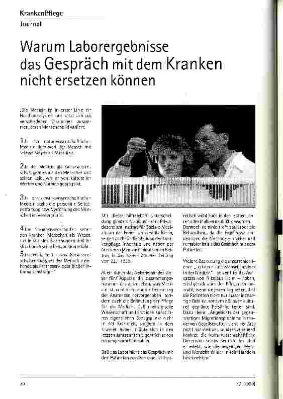 Vorschauseite 1: Warum Laborergebnisse das Gespräch mit dem Kranken nicht ersetzen können