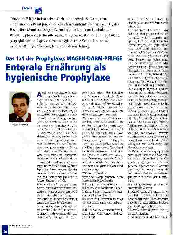Vorschauseite 1: Enterale Ernährung als hygienische Prophylaxe Das 1x1 der Prophylaxe: MAGEN-DARM-PFLEGE