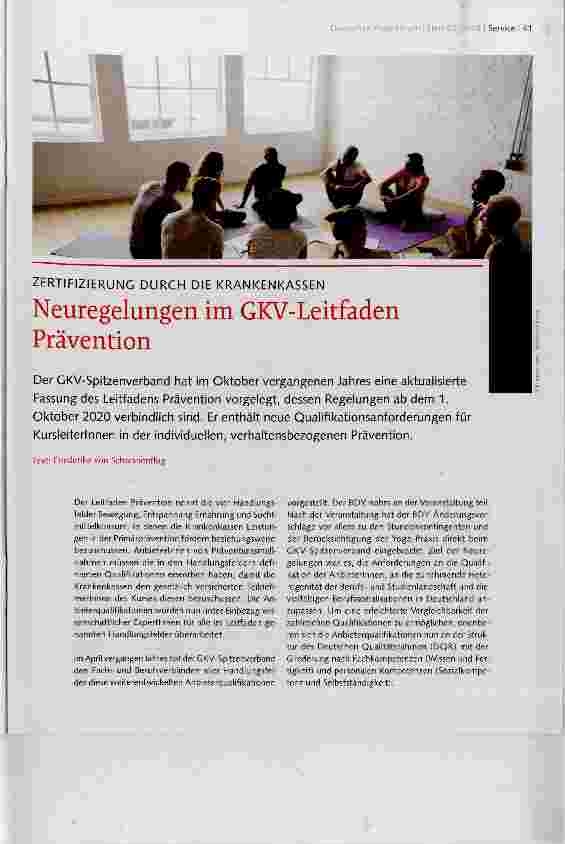 Vorschauseite 1: Neuregelungen im GKV-Leitfaden Prävention