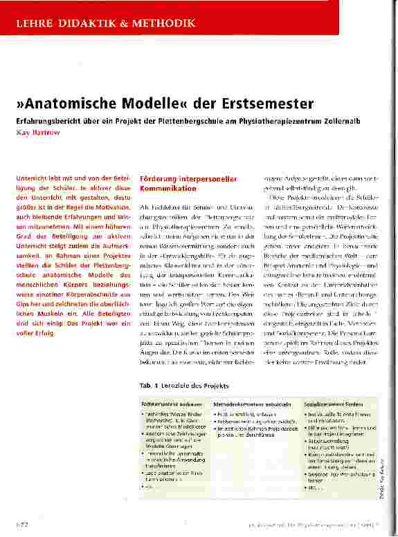 Vorschauseite 1: »Anatomische Modelle« der Erstsemester