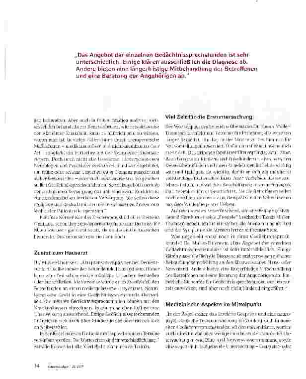 Vorschauseite 3: Zu Gast in einer Gedächtnissprechstunde