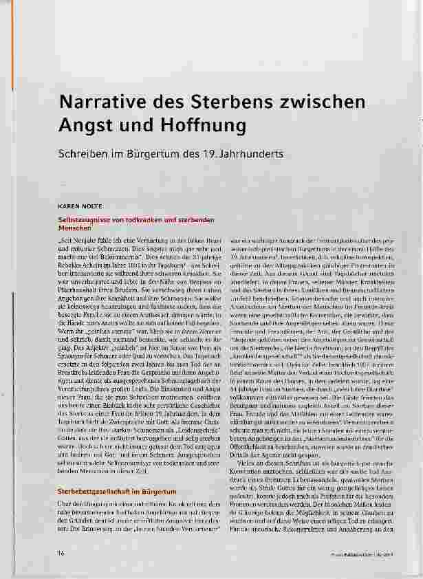 Vorschauseite 1: Narrative des Sterbens zwischen Angst und Hoffnung