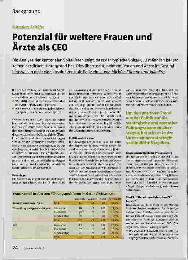 Vorschauseite 1: Potenzial für weitere Frauen und Ärzte als CEO