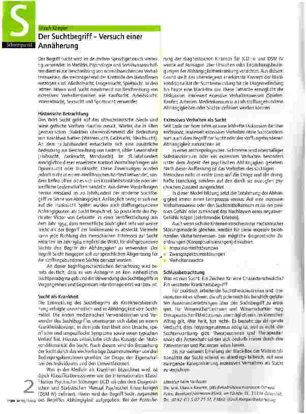 Vorschauseite 1: Der Suchtbegriff - Versuch einer Annäherung