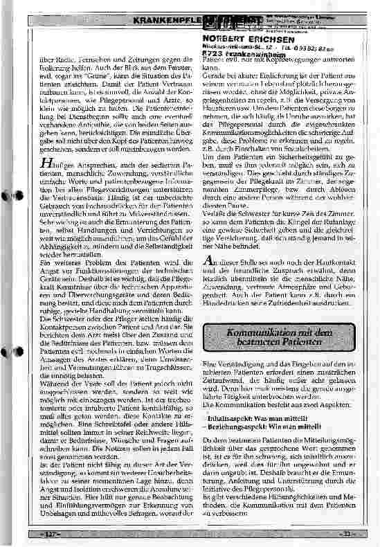 Vorschauseite 6: Die psychische Situation des langfristig beatmeten Patienten - aus Sicht des Patienten, - aus Sicht der Pflegenden