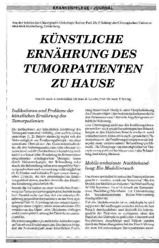 Vorschauseite 1: Künstliche Ernährung des Tumorpatienten zu Hause