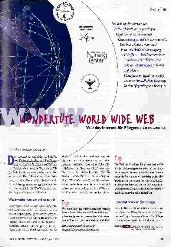 Vorschauseite 1: Wundertüte World Wide Web Wie das Internet für Pflegende zu nutzten ist