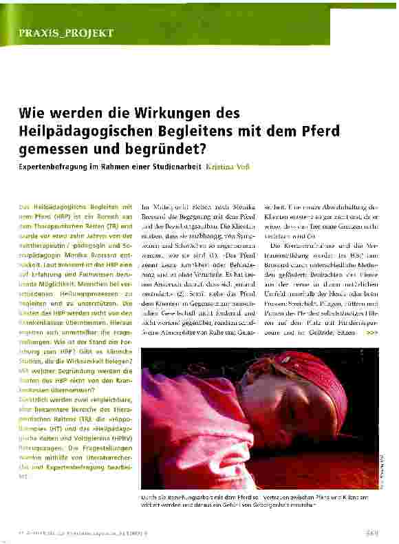 Vorschauseite 1: Wie werden die Wirkungen des Heilpädagogischen Begleitens mit dem Pferd gemessen und begründet?