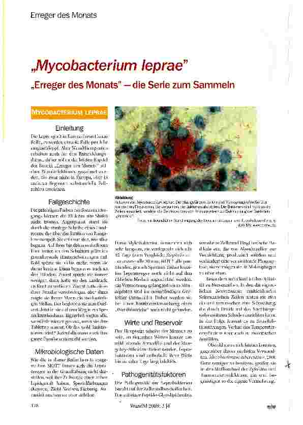 Vorschauseite 1: „Mycobacterium leprae „Erreger des Monats —die Serie zum Sammeln