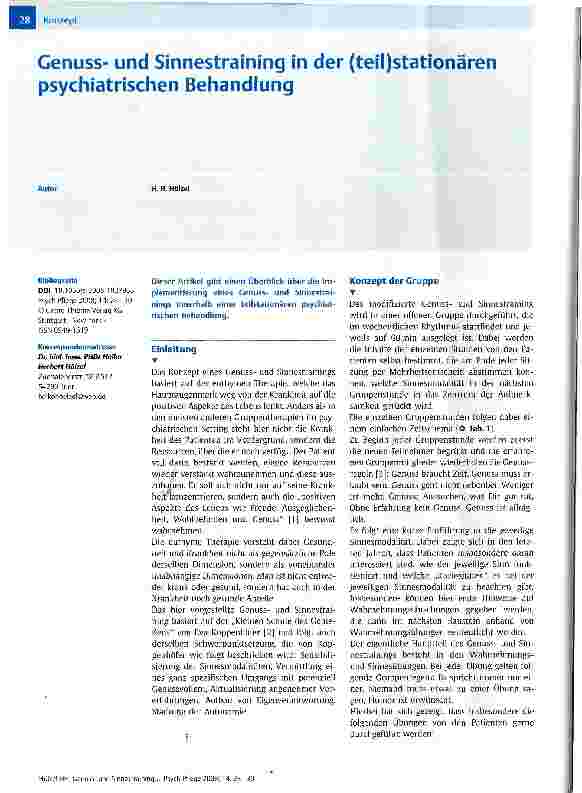 Vorschauseite 1: Genussund Sinnestraining in der (teil)stationären psychiatrischen Behandlung