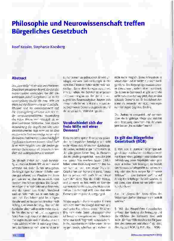 Vorschauseite 1: Philosophie und Neurowissenschaft treffen Bürgerliches Gesetzbuch