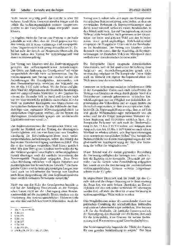 Vorschauseite 2: Das Urteil des Bundesverfassungsgerichts vom 30.6.2009 zum Vertrag von Lissabon: Inhalt und Grenzen der sozialen Dimension der Europäischen Union