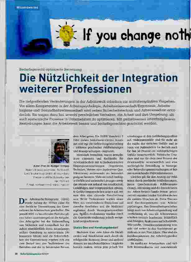 Vorschauseite 1: Die Nützlichkeit der Integration weiterer Professionen