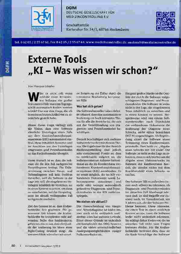 Vorschauseite 1: Externe Tools KI - Was wissen wir schon?