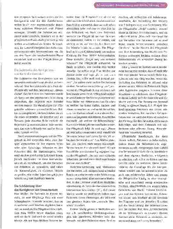 Vorschauseite 4: Korrigieren und Anerkennen: zwei simultan auftretende und sich widersprechende Sichtweisen des Grenzensetzens in der psychiatrischen Pflege