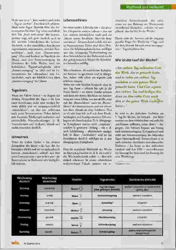 Vorschauseite 2: Rhythmushygiene im Wochen kreis
