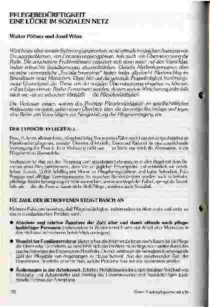 Vorschauseite 1: Pflegebedürftigkeit Eine Lücke im sozialen Netz