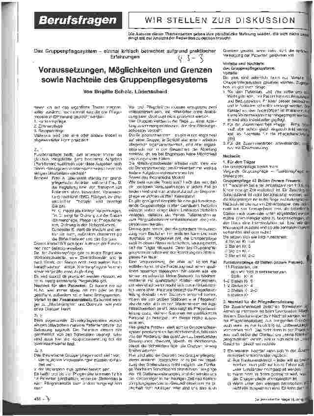 Vorschauseite 1: Voraussetzungen, Möglichkeiten und Grenzen, sowie Nachteile des Gruppenpflegesystems