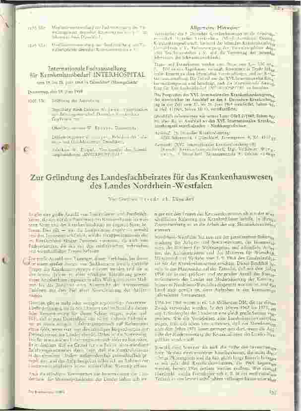 Vorschauseite 1: Zur Gründung des Landesfachbeirats für das Krankenhauswesen des Landes Nordrhein-Westfalen