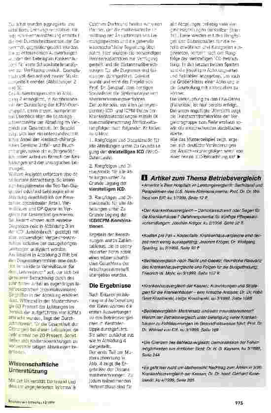 Vorschauseite 4: Betriebsvergleich: Die Krankenhäuser sind bereit Westfalen-Lippe: Neue Wege zur Unterstützung leistungsgerechter Budgetierung