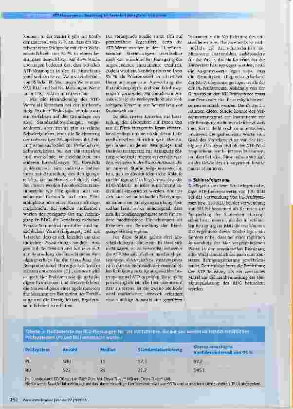 Vorschauseite 5: ATP-Messungen zur Beurteilung der Sauberkeit chirurgischer Instrumente vor ihrer Anwendung; eine multizentrische Studie