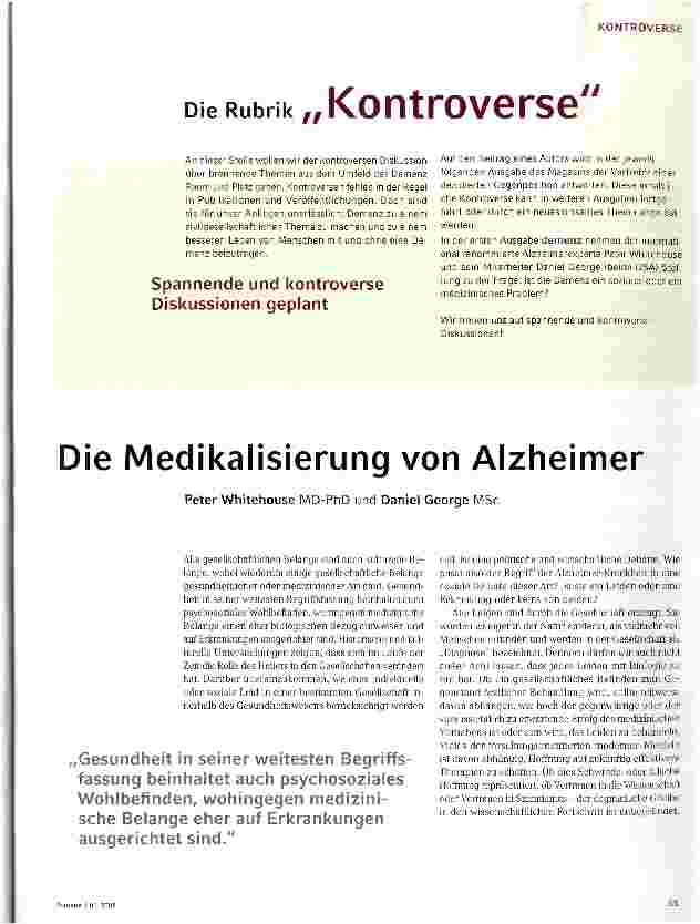 Vorschauseite 1: Die Medikalisierung von Alzheimer