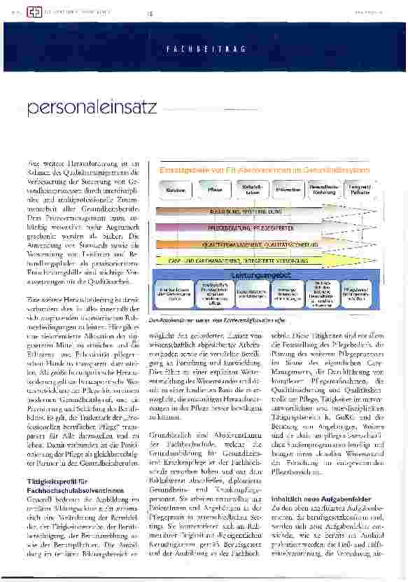 Vorschauseite 2: personaleinsatz und personalentwicklunssmöslichkeitenvon fachhochschulabsolventlnnen durch das pflegemanagement