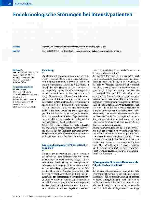 Vorschauseite 1: Endokrinologische Störungen bei Intensivpatienten