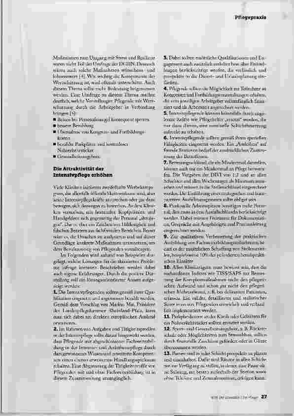 Vorschauseite 3: BERUFSAUSSTIEG IN DER INTENSIVPFLEGE; WIE GEGENSTEUERN?