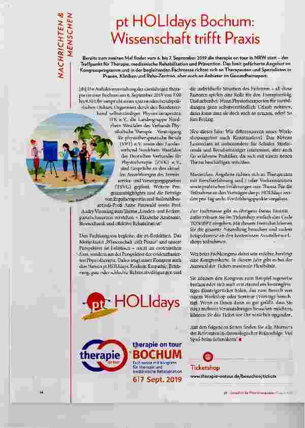 Vorschauseite 1: pt HOLIdays Bochum: Wissenschaft trifft Praxis