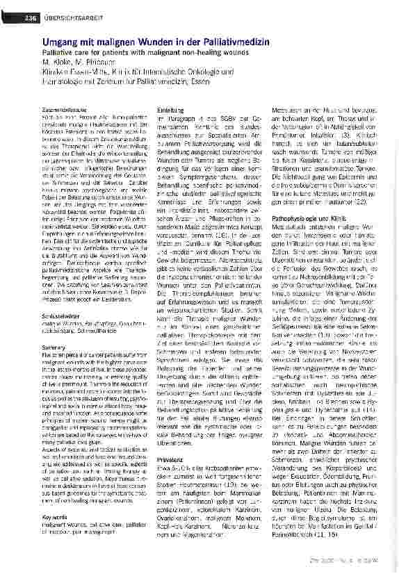 Vorschauseite 1: Umgang mit malignen Wunden in der Palliativmedizin