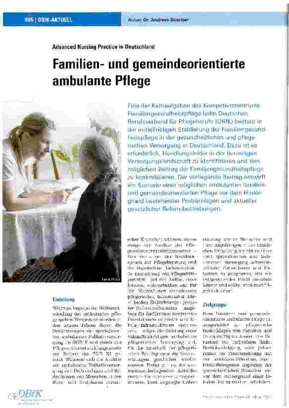 Vorschauseite 1: Familienund gemeindeorientierte ambulante Pflege