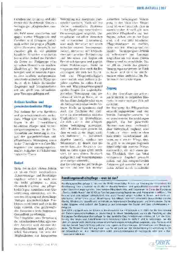 Vorschauseite 2: Familienund gemeindeorientierte ambulante Pflege