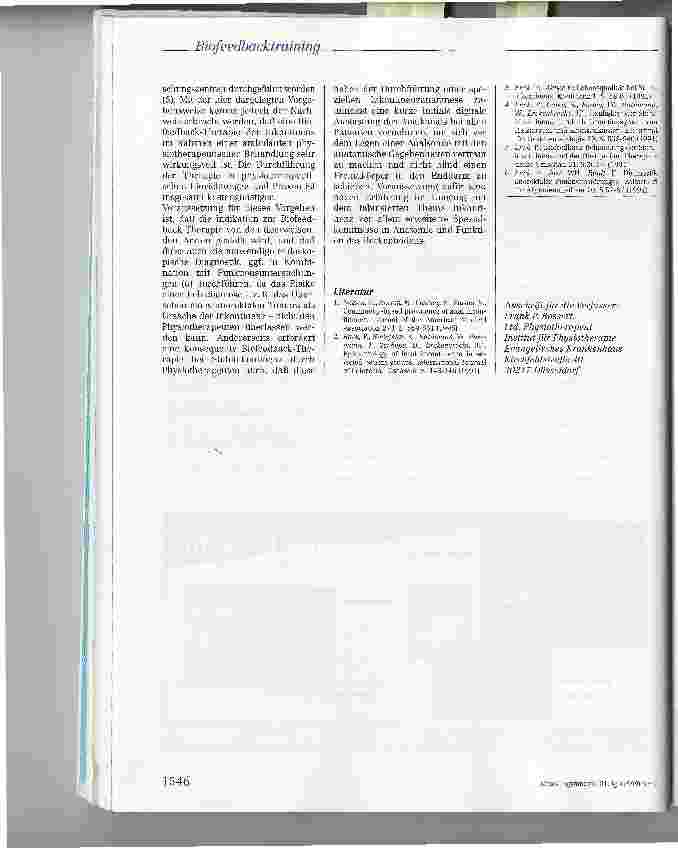 Vorschauseite 4: Ambulantes Biofeedbacktrainingin in einer krankengymnastischen Abteilung