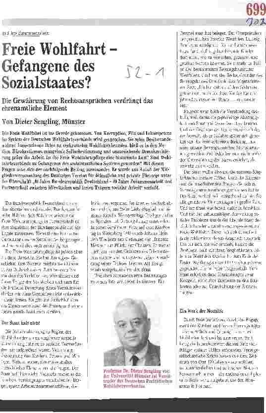 Vorschauseite 1: Freie Wohlfahrt - Gefangene des Sozialstaates? Die Gewährung von Rechtsansprüchen verdrängt ehrenamtliches Element