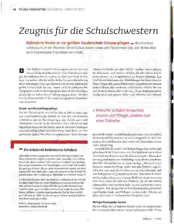 Vorschauseite 1: Zeugnis für die Schulschwestern