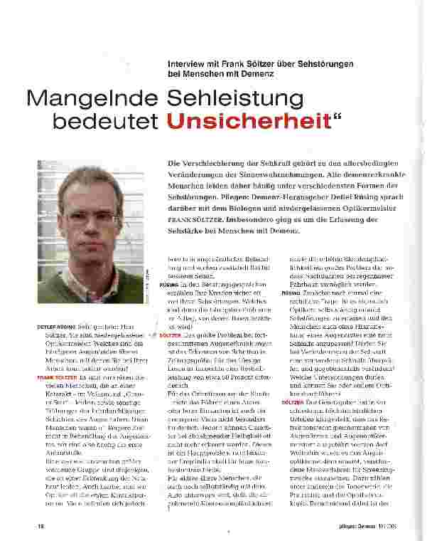 Vorschauseite 1: Mangelnde Sehleistung bedeutet Unsicherheit