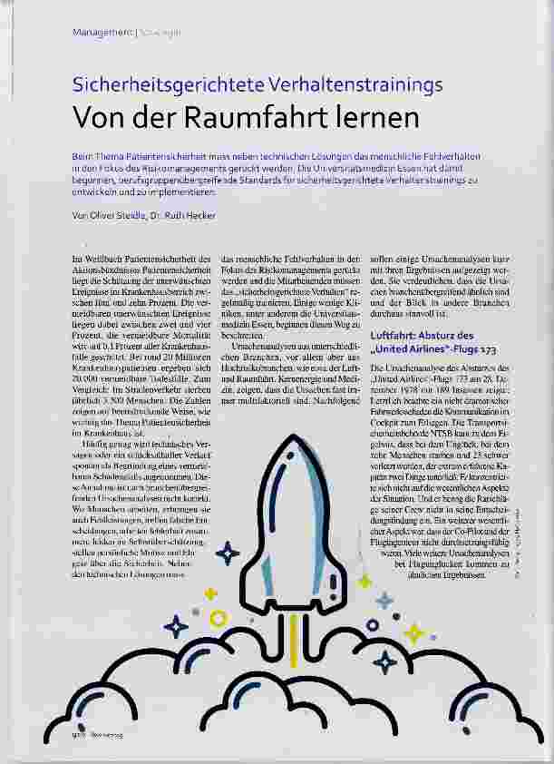 Vorschauseite 1: Sicherheitsgerichtete Verhaltenstrainings Von der Raumfahrt lernen