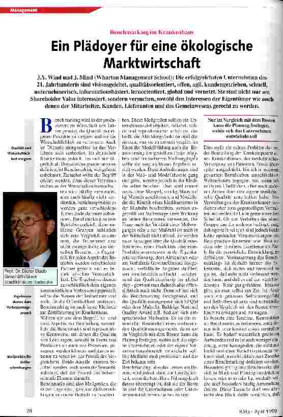 Vorschauseite 1: Ein Plädoyer für eine ökologische Marktwirtschaft Benchmarking im Krankenhaus