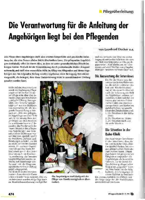 Vorschauseite 1: Die Verantwortung für die Anleitung der Angehörigen liegt bei den Pflegenden