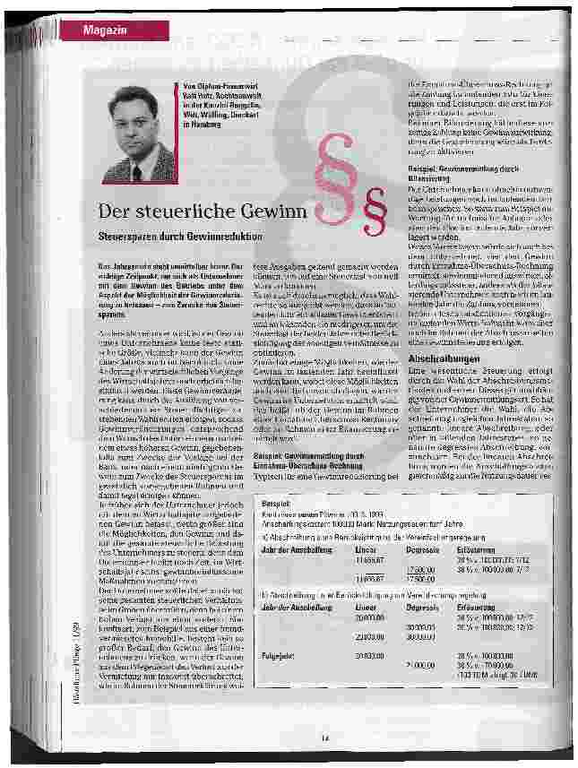 Vorschauseite 1: Der steuerliche Gewinn Steuersparen durch Gewinnreduktion