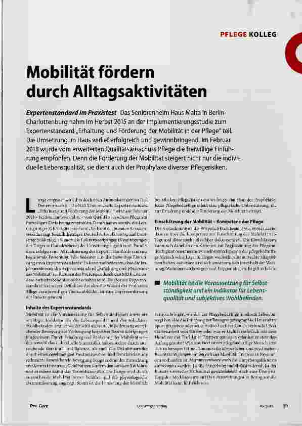 Vorschauseite 1: Mobilität fördern durch Alltagsaktivitäten