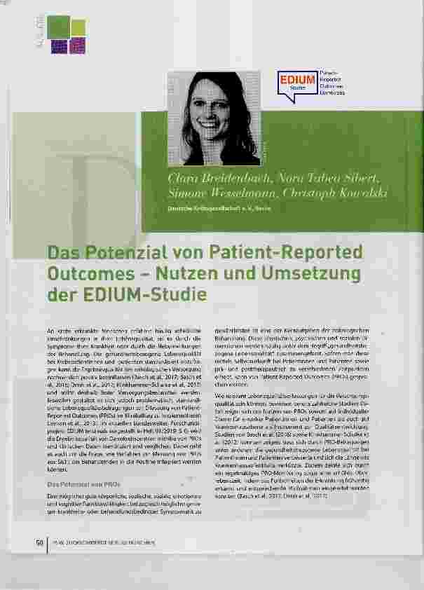 Vorschauseite 1: Das Potenzial von Patient-Reported Outcomes - Nutzen und Umsetzung derEDIUM-Studie