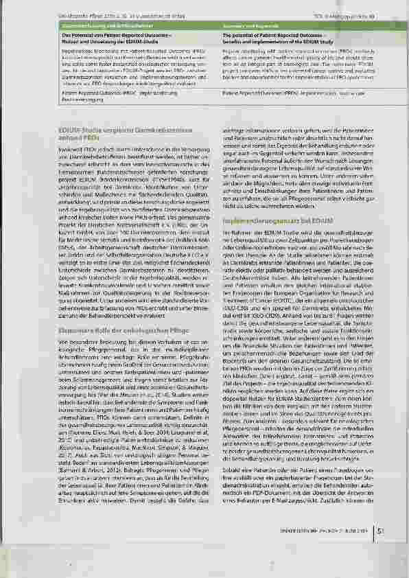 Vorschauseite 2: Das Potenzial von Patient-Reported Outcomes - Nutzen und Umsetzung derEDIUM-Studie