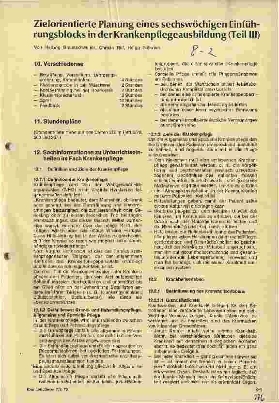 Vorschauseite 1: Zielorientierte Planung eines sechswöchigen Einführungsblocks in der Krankenpflegeausbildung (Teil III)
