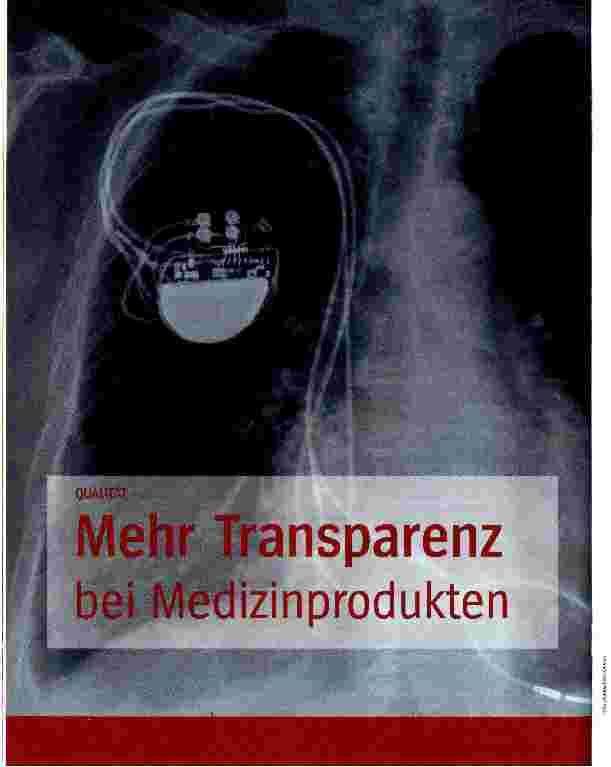 Vorschauseite 1: Mehr Transparenz bei Medizinprodukten