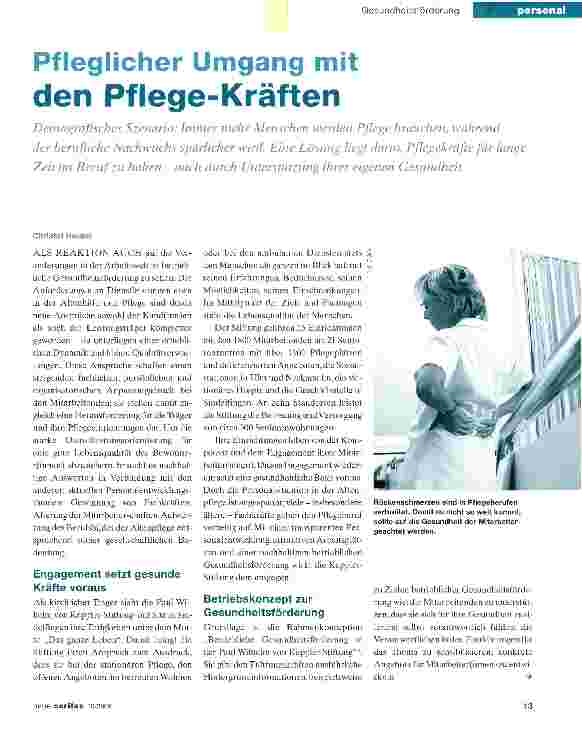 Vorschauseite 1: Pfleglicher Umgang mitden Pflege-Kräften