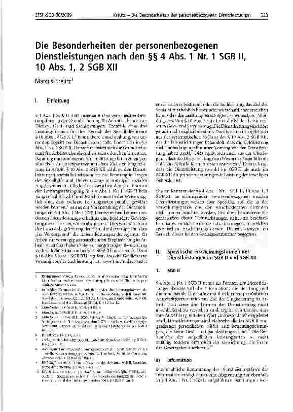 Vorschauseite 1: Die Besonderheiten der personenbezogenen Dienstleistungen nach den §§ 4 Abs. 1 Nr. 1 SGB II, 10 Abs. 1, 2 SGB XII